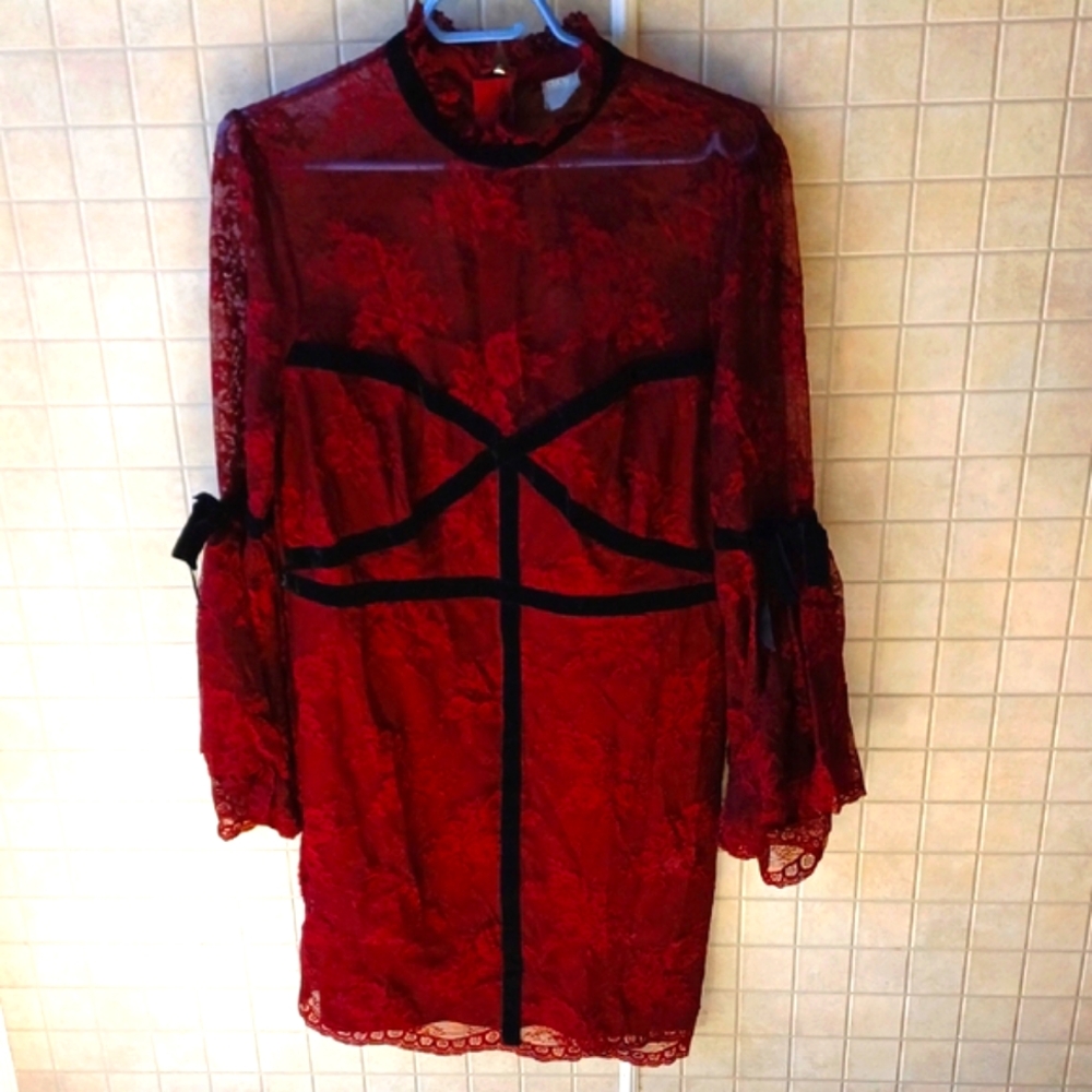 Red and Black Lacy Dress